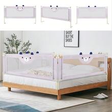Baby Gate Fence, With Bear Pattern Baby Bed Fence Park, Breathable Mesh And Height Adjustable, Child Protection 175x100x26 Cm/200x100x26 Cm - Grey - View 1