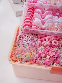 VBOOR 855PCS Pink Sweet & Gentle Hair Accessories For Women, Includes Artificial Orchid/Double-Layer Glitter Butterfly/Faux Pearl Mesh Flower Hair Clips, Rhinestone Heart Crown Bow Rabbit Bangs Clips, Mini Claw Clips, Rabbit Ear Hair Ties, Multiple High-Elasticity Non-Damaging Basic Hair Bands, Suitable For Daily/Commute/Date, Enhances Hairstyle Sophistication,Claw Clips - Multicolor - View 5