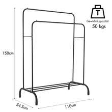 Heavy Duty Double Clothes Rail – Hanging Rack Garment Display Stand With Shoe Storage For Home & Retail - View 3