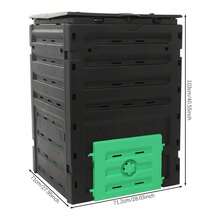 Free Standing Garden Compost Bin, 450L/ 119 Gal Compost Bin, Rectangle Shape Outdoor Large Capacity Composter Used In Gardens, Balconies, Courtyards, Kitchen - Black + Green - View 4