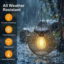 Outdoor Solar Iron Lantern Led Solar Lights Waterproof Decorative Hanging Lights For Tree Garden Yard Patio Pathway Dusk-To-Dawn - 1PCS - View 2