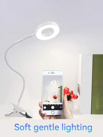 Guanova 1pc LED Desk Lamp, 3 Modes, Adjustable Brightness, 360° Gooseneck Design, USB Desktop Clip Light, Suitable For Video Conferencing, Reading, Studying, Work Lighting, Plant Light, Nail Art Light, Makeup Light, Home Decor, Indoor, Dorm, Office And More