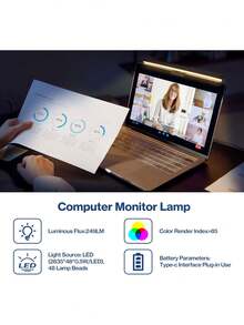 إضاءة شاشة LED، تعمل بطاقة USB-C، إضاءة شاشة كمبيوتر LED قابلة للتعديل السطوع وحماية العين، مفتاح لمسي، درجة حرارة لون قابلة للتعديل على 3 مستويات، مناسبة لمكتب العمل/المكتب/المنزل/بيئة الألعاب - أضواء شاشة LED - مشاهدة 4