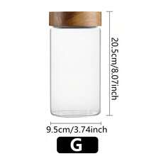 1pc Glass Storage Jar, Airtight Food Container With Wooden Lid, Transparent Glass Canister Suitable For Pantry, Kitchen To Store Flour, Sugar, Tea, Coffee, Snacks, Spices, Etc. - Multicolor - View 15