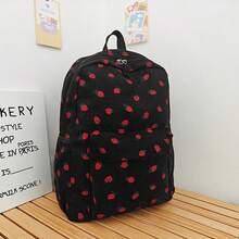 Customized Backpack With Embroidery, Personalized Text, Strawberry Print, Fashion, Casual, Versatile Backpack, Comes With Various Small Accessories, Ideal Gift For Girlfriend, Friend - Multicolor - View 9