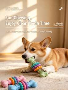 1pc Durable Thermoplastic Rubber Dog Chew Toy With Geometric Textured Pattern, Cleans Teeth And Exercises Chewing Ability, Suitable For Small And Medium Dogs, Relieves Boredom And Destructive Chewing Habits - Multicolor - View 9