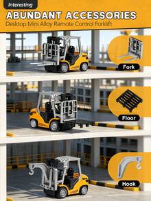 1:64 Alloy Forklift Remote Control Construction Vehicle, Fork Hook Can Move Up And Down, With LED Lights, Phone Remote Control Operation - Suitable For Boys And Girls Children's Gift Remote Control Model Car Toy - Multicolor - View 8