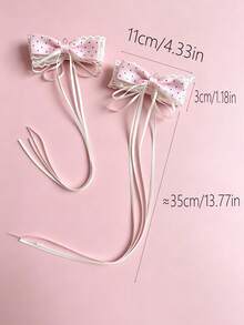 2PCS Lace Polka Dot Ribbon Banana Clips, Pure & Sweet Style Side Banana Hair Clips, Suitable For Birthday Parties, Party Outfits, Daily Wear, Back To School Gifts, Wedding Season Hair Accessories Hair Clips Banana Clips - Multicolor - View 10