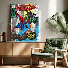1PCS Classic Cartoon Character Print Canvas Poster,S-Pider-Man Comic Panel Background Poster,Retro Superhero Print Decor,Home Decor Canvas Poster,For Bedroom Living Room Corridor, Wall Art, Wall Decoration, Stretched And Framed Ready To Hang - A - 查看 4