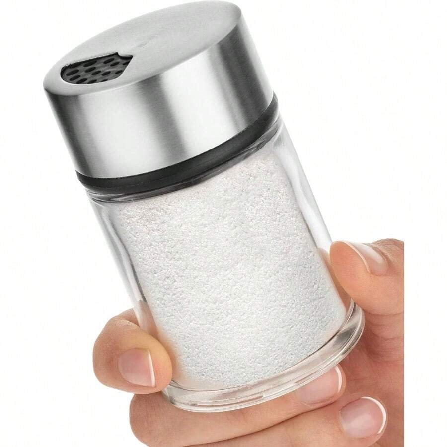 Salt Shaker or Pepper Shaker with Adjustable Pour Holes - Stainless Steel Spice Dispenser - Pink Himalayan, Table Salt, Black and White Pepper. 2.4 oz - plateado - Ver 1