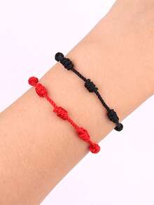 1pc Fashion Adjustable Lucky Red String Bracelet & Anklet Women's Gift - Multicolor - View 3