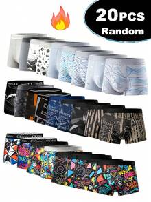Ckiruv Set Of 20 Men's Printed Elastic-Waist Briefs In Assorted Colors; Soft And Gentle On The Skin; Suitable For Students' Daily Exercise Or Casual Wear - Multicolor - View 9