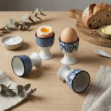 2pcs Egg Cups, Egg Holders, Blue And White Porcelain Print Style Egg Holders For Daily Meals, Suitable For Breakfast, Family Dining, Gifts, Parties And Gatherings - Blue and White French Flowers - View 3
