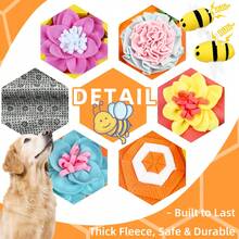 KM-P Dog Snuffle Mat Puzzle Slow Feeder Treat Hiding Toy With Squeaky Bee, Machine Washable Non-Slip Hidden Snack Mat - Yellow - View 4
