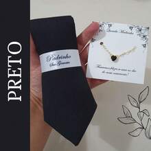 Semi Slim Godfather Tie And Gold Plated Godmother Bracelet Kit READY DELIVERY - 黑色 - 查看 3