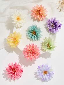 3/6pcs Random Multicolor Spring Fresh Style Artificial Chrysanthemum Hair Clips 3D Gradient Flower Hairpins Silk Flowers Mori Style Girls Hair Accessories Daily Match Party Headwear - Multicolor - View 5