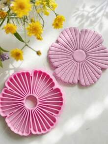 Daisy Flower Jewelry Tray Clay Mold, Polymer Clay Mold For Jewelry Storage Dish, DIY Rustic Home Decor Handmade Material - Pink - View 4