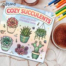 GDTME 1 Peça Livro de Colorir Suculentas Quentes, 24 Páginas em Papel Perolado Reforçado de 120g, Tamanho 7,87*7,87 Polegadas, Adequado para Iniciantes Pintarem, Aliviar o Estresse do Escritório, Interação Pais-Filhos, Ótimo Presente, Adequado para Festas e Eventos de Feriados, Aumentando a Criatividade, Belamente Projetado - DJ-008 - Visão 9