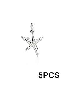 5pcs DIY Beaded Bracelet Accessories Ocean Vacation Style Rhinestone Pendant Starfish/Jellyfish/Moon Star/Bow/Rabbit Charms Jewelry For Women - Multicolor - View 13