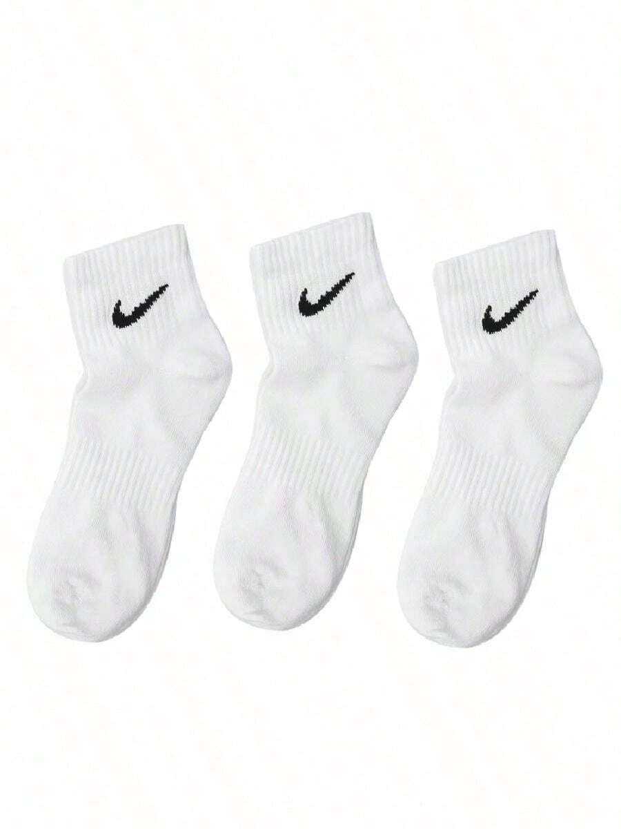 Nike 男襪女襪 EVERYDAY LTWT ANKLE 3PR 籃球訓練透氣三雙裝籃球襪 SX7677-100 - 白/(黑) - 查看 1