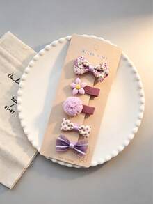 5-Piece Set Of Cute Girl Hair Accessories - Adorable Bow Hair Accessories, Flower Hair Clips For Girls, Fashionable Hair Accessories For Everyday Use - Multicolor - View 16