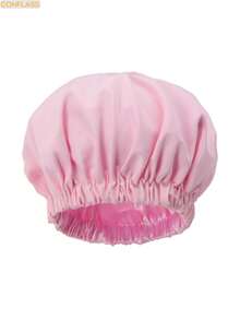 CONFLASS 1pc Satin Lined Waterproof Shower Cap, Hair Care Cap, Solid Color Bohemian Style, Suitable For Daily Use In Spring, Autumn And Winter - Multicolor - View 8