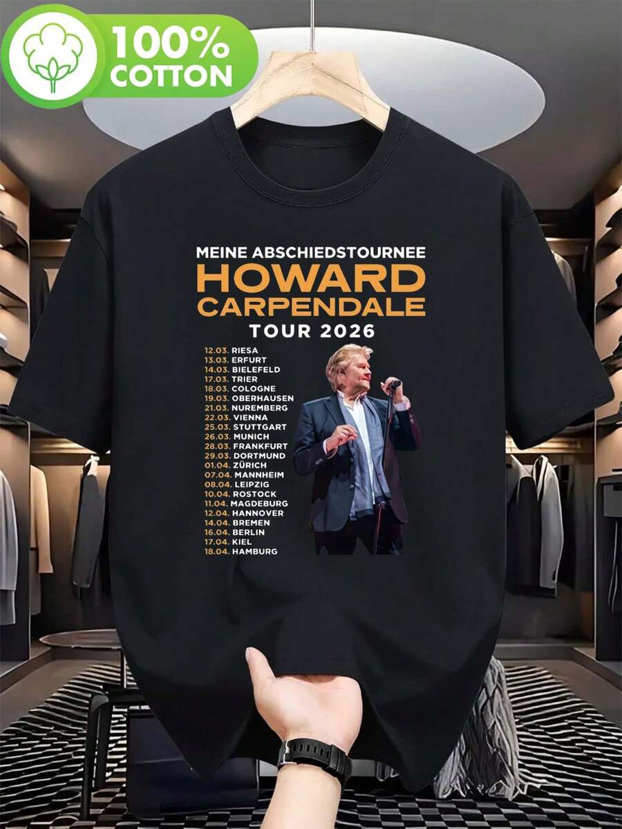 Howard.Carpentier2026Touring Men T Shirt - The Design Features The Names Of The Performers Printed On Both Sides,Casual Round Neck T Shirt,Suitable For Tour Dates,It's A Gift For Fans,Very Suitable As A Gift For Friends. - Black - View 1