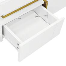 High-Gloss Coffee Table / Modern Coffee Table / MDF Living Room Table / Side Table With Drawers And Gold Accents / With Two Drawers / Easy To Clean And Assemble - White - View 5
