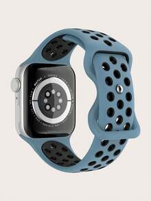 4件/組中性時尚運動款柔軟舒適透氣雙色孔洞矽膠扣錶帶，適用於Apple Watch，尺寸38mm、40mm、41mm、45mm、44mm、42mm、49mm，可用作腰帶、百搭休閒手鍊、腕帶，派對禮物、節日禮物。兼容Ultra系列9/8/7/6/5/SE/4/3/2/1機型，可更換錶帶配件。 - 彩色 - 查看 6