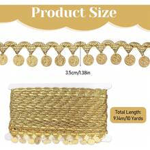 Gold Coin Shape Trim Sequins 3.5cm Tassel Ribbon, Stage Performance, Suit, Wedding Dress Sewing Fabric Decor Clothes Decoration Party Accessories - Multicolor - View 4