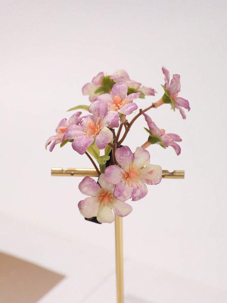 1件甜美粉色調仿碎花髮夾,少女風盤髮側夾,仙氣十足女性拍照造型髮飾,髮爪 - 淡紫色 - 查看 1