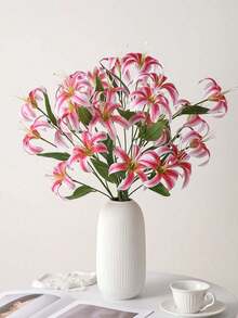 1/3/6pcs 80cm Pink Lily, Vintage Fade-Resistant Silk Artificial Tiger Lily, Premium Soft Texture Decorative Bouquet, Solid Color - Multicolor - View 7