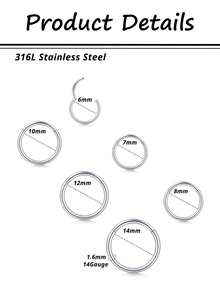 CIZME Clicker Belly Button Rings 14G(1.6mm) Gold Plated Belly Button Piercing Hoops 14G 6/7/8/10/12/14mm Inner Clicker Belly Button Rings For Women - Circular Ring - View 6