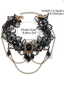1pc Dark Style Black Lace Arm Chain Bracelet Women's Jewelry Halloween Armlet - Black - View 4