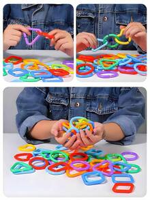 Set Mainan Balok Susun Geometris Anak-Anak (20pcs/100pcs/140pcs) dengan Kantong Penyimpanan, Balok Jepit Geometris Ukuran Besar untuk Balita, Mainan Jepit Geometris Berwarna-warni Bentuk Segitiga, Persegi, Lingkaran, Belah Ketupat, Mainan Edukasi Bentuk Geometris Berwarna untuk Meja Taman Kanak-kanak, Bahan PP, Perakitan Rantai DIY Serbaguna, Cocok untuk Anak Laki-laki dan Perempuan Usia 3 Tahun ke Atas, Hadiah Ulang Tahun, Hadiah Liburan - MultiWarna - View 12