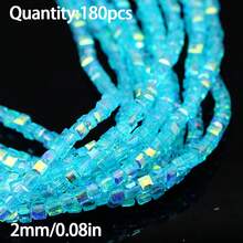 95/180顆彩色高光正方形玻璃珠 DIY 手作珠飾配件散珠，適用手鍊、項鍊、頭飾、耳環製作材料 - diy方塊玻璃珠 - 查看 14