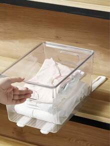 2/1pc Refrigerator Storage Box, Transparent Durable Storage Bin, Stackable Large Capacity Storage Bucket, For Refrigerator, Freezer, Cabinet, Pantry, Kitchen Storage Box And Cabinet, Refrigerator Organizer Box, Snack Box, Seasoning Jar, Back To School Gift - White - View 4