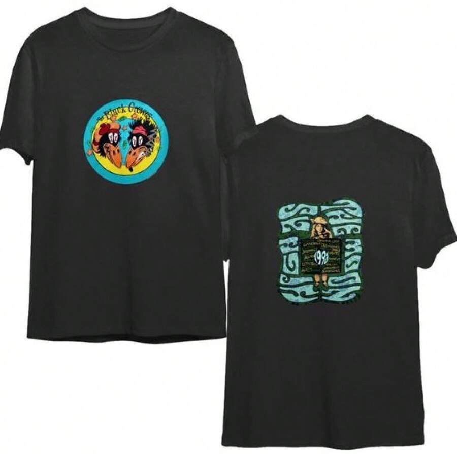 Vintage 90er Jahre Black Crowes Konzert-Shirt, beidseitig bedruckt - Schwarz - Übersicht 1