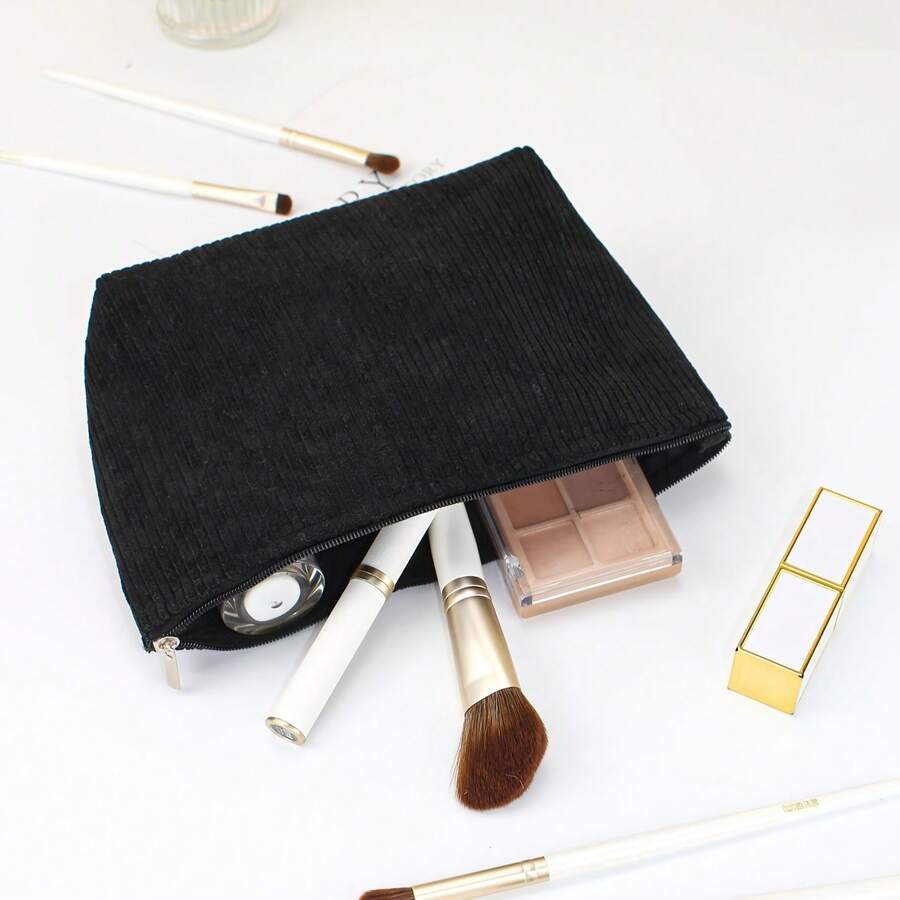 Bolsa Organizadora de Pana para Electrónicos y Accesorios - Bolsa de Almacenamiento de Poliéster Duradera - Negro - Ver 1