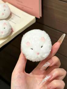 2PCS Cute Girl Fluffy Soft Hamster Hair Clips, Creative Adorable Cartoon Hamster Side Clips, Girly Bangs Duckbill Hair Clips, Updo Braiding Styling Hair Accessories, Quirky Style/Casual School Back To School Season Accessories - Multicolor - View 4