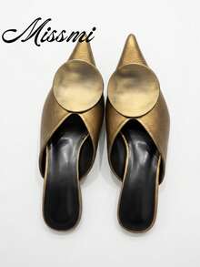 Women's Fashion Pointed Toe High Heel Pumps,Kitten Heels - Gold - View 10