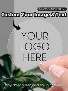 1~240pcs Customized Stickers, Personalized Business Labels, Custom Stickers And Logos, Wedding Birthday Baptism Stickers, Design Your Own Stickers, Personalized Birthday Stickers, Self-Adhesive Cute Custom, Personalized, Exquisite Accessories, Romantic Gift - White - View 1