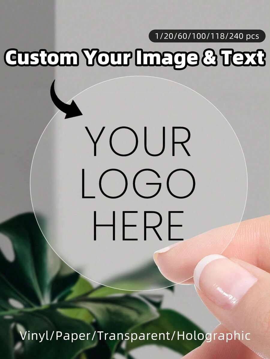 1~240pcs Customized Stickers, Personalized Business Labels, Custom Stickers And Logos, Wedding Birthday Baptism Stickers, Design Your Own Stickers, Personalized Birthday Stickers, Self-Adhesive Cute Custom, Personalized, Exquisite Accessories, Romantic Gift - White - View 1
