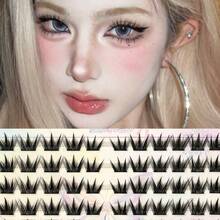 MIXIAOHE 60 Clusters 8-15mm Doll Cat Lash Clusters, Slanted Manga Style With Dense Natural Strands, Delicate Girl Group Aesthetic, Photogenic Segmented Lashes For Daily And Party Eye Makeup - View 4