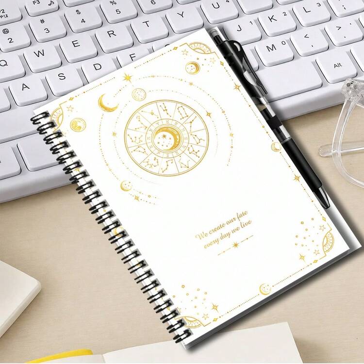 1套神秘占星風格2D封面螺旋線圈筆記本組附筆，100頁大容量，適合學習與工作記錄。精美星圖搭配勵志文字，藝術且獨特。無論是開學、日記、日常規劃，還是作為畢業禮物、生日禮物，都是絕佳選擇！ - G - 查看 2