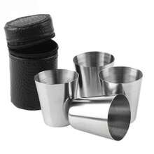 1 Set 4pcs Stainless Steel Liquor Cups With Storage Bag, 1.01oz/2.37oz/5.75oz Mini Drinking Cups, Portable Bar Drinking Cups - Multicolor - View 7