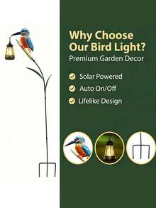 1pc Solar Hummingbird Light, Exquisite Solar Garden Decorative Light, Hanging Green Hummingbird Decorative Light. Suitable For Garden, Yard And Lawn Holiday Decoration, Perfect Gift For Family And Friends. - Bird Lantern - View 5