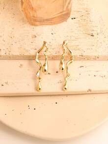 2-6-18PCS Fashionable Elegant Wave Flower, Tassel, Geometric Multi- Gold Metallic Earring Set, Women's Fashion Earring Set, Daily Wear. (Lightweight CCB Material, Hypoallergenic, Non-Fading.) - Multicolor - View 9