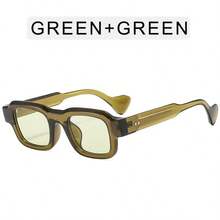 1 Pair Men's Olive Green Square PC Frame Solid Color Street Style Vacation Fashion Glasses - 橄欖綠 - 查看 5