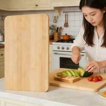 1pc Wooden Cutting Board Cheese Board, Suitable For Kitchen Meat, Cheese, Bread, Vegetables And Fruits, Kitchen Utensils, Home Dormitory Cutting Board - Brown - View 2